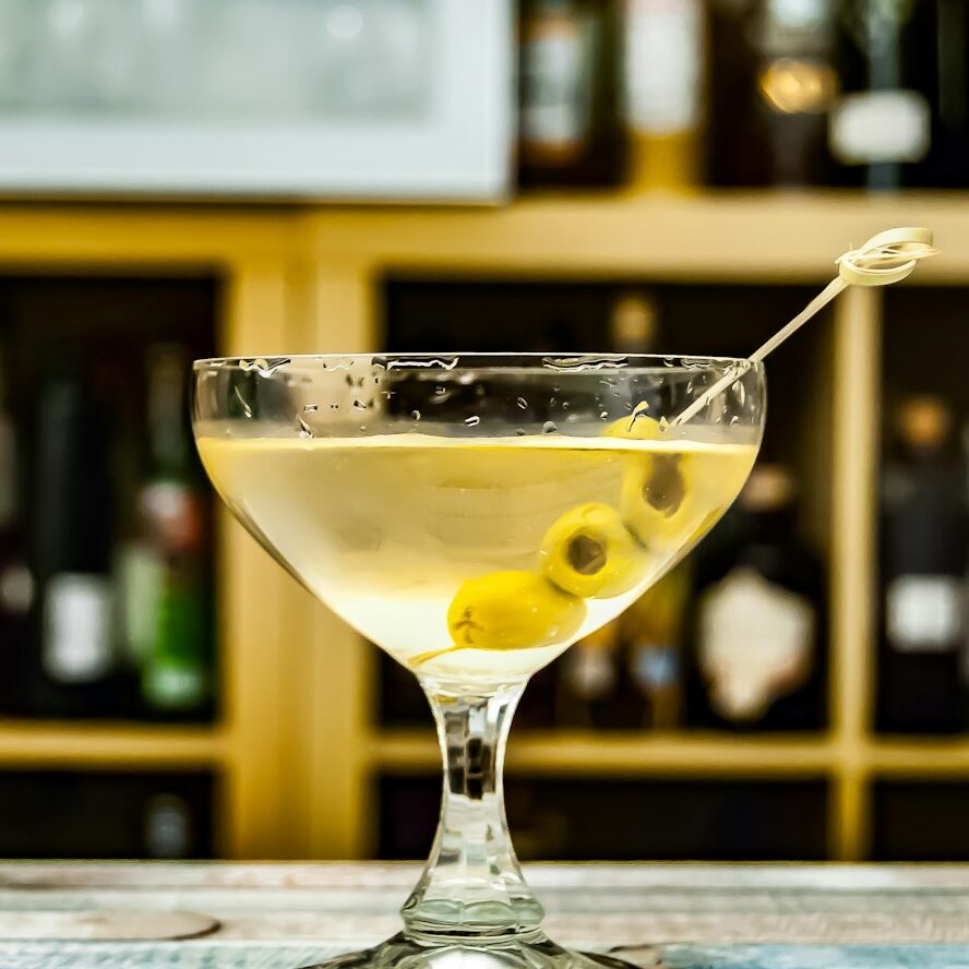 margarita glass filled with yellow liquid